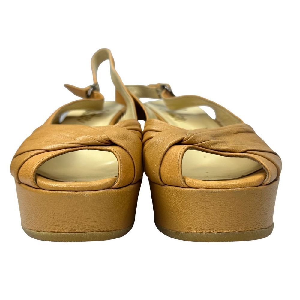 Butter Italy Light Camel Wedge Platform Peep Toe Slingback Size 9.5 - Picture 7 of 12